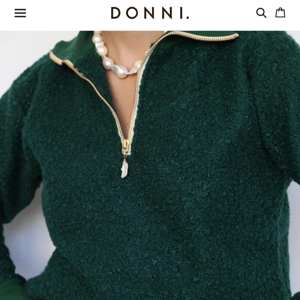 Donni L Boucle zip neck sweater
